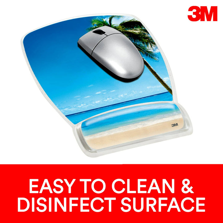 Fun Design Clear Gel Mouse Pad with Wrist Rest, 6.8 x 8.6, Beach Design