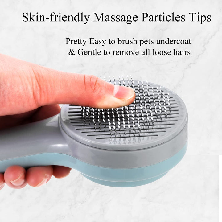 Cat Grooming Brush, Cat Brushes Pets Self Cleaning Slicker Brush for Shedding Removes Loose Undercoat Pet Comb for Pet Massage-Self Cleaning