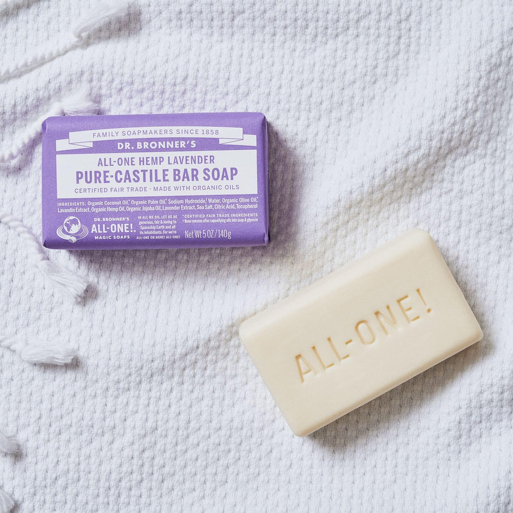 - Pure-Castile Bar Soap (Lavender, 5 ounce) - Made with Organic Oils, For Face, Body and Hair, Gentle and Moisturizing, Biodegradable, Vegan, Cruelty-free, Non-GMO