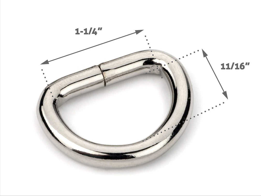 CRAFTMEmore 1 1/4 & 1 1/2 Inches D-Ring Findings Metal Non Welded D Rings for Belts Bags Landyard Leathercraft Avail 4 Colors (1 1/4 x 20 pcs, Gunmetal)