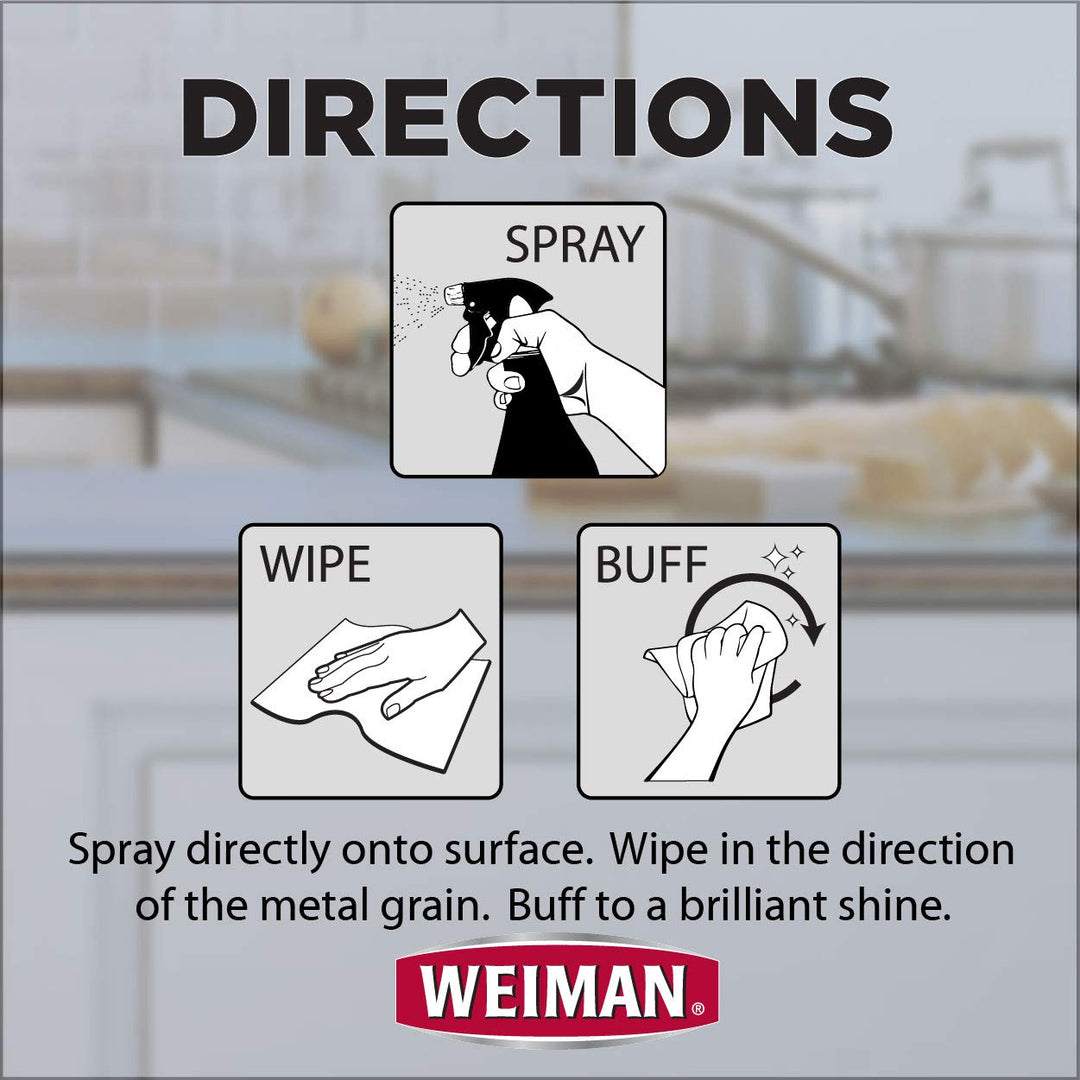 Stainless Steel Cleaner and Polish Trigger Spray - Protects Against Fingerprints and Leaves a Streak-less Shine - 12 Ounce
