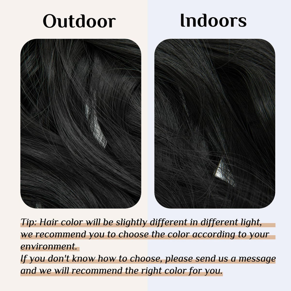 Halo Synthetic Hairpieces Flip in Women Hair Extension Natural Wave Halo Hair Extensions M01 (1B Jet Black)