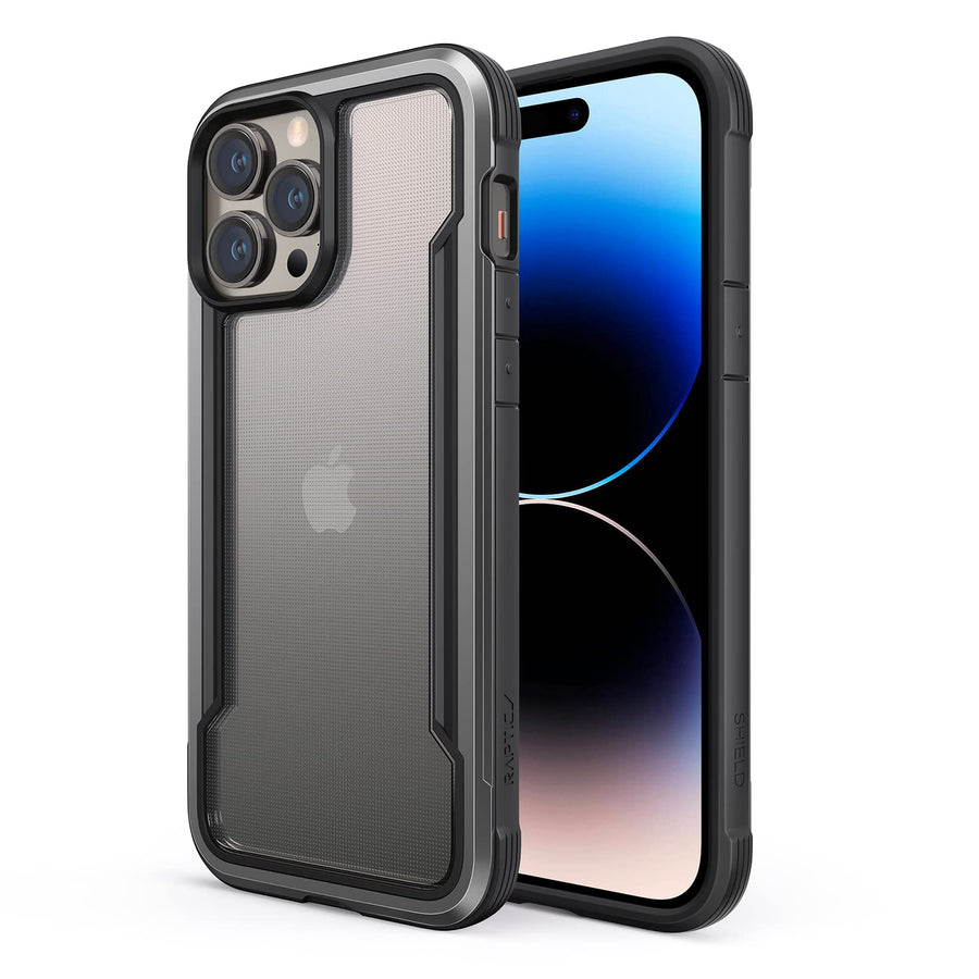 Shield for iPhone 14 Pro Case, Shockproof Protective Clear Case, Military Grade 10ft Drop Tested, Durable Aluminum Frame, Anti-Yellowing Technology Case, 6.1 inch, Black