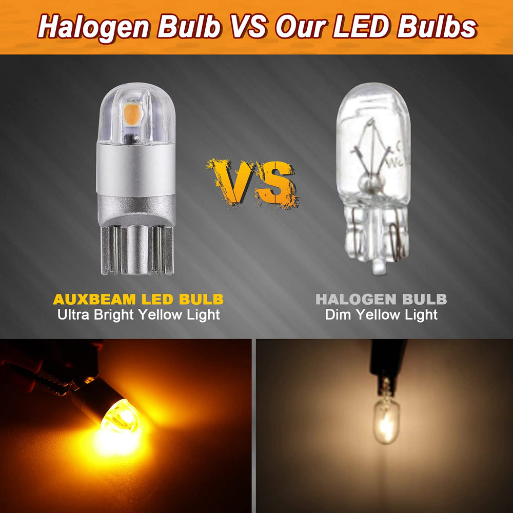 194 LED Bulbs Amber Yellow, Non-Polarity Extremely Bright 168 W5W Car Interior Lights, T10 LED Replacement Bulb for License Plate lights, Dome Map Light, Dashboard Lights