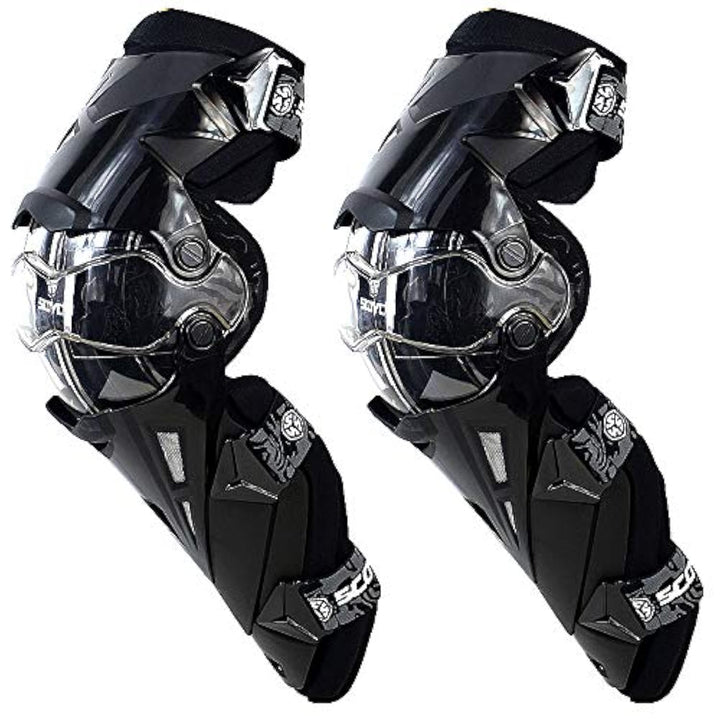 Racing Knee Guards,PP PE Hard Collision Avoidance Crashproof Rotatable for Moto/ATV/BMX K12 (Black)