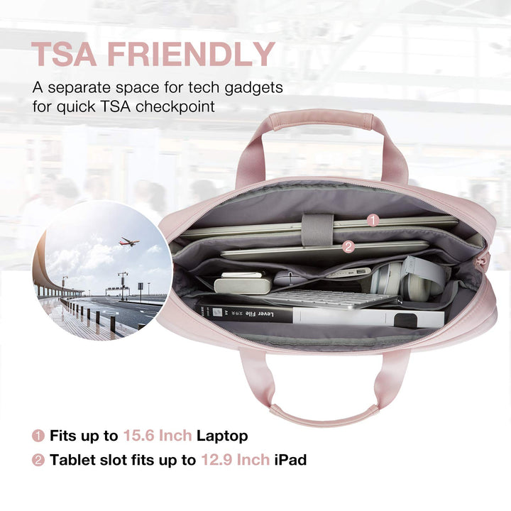 Laptop Bag for Women,15.6 Inch Laptop Case Expandable Computer Bag Slim Briefcase,Pink