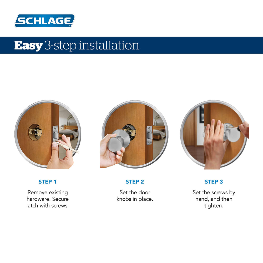 Schlage F40GEO605 Georgian Privacy Knob, Bright Brass