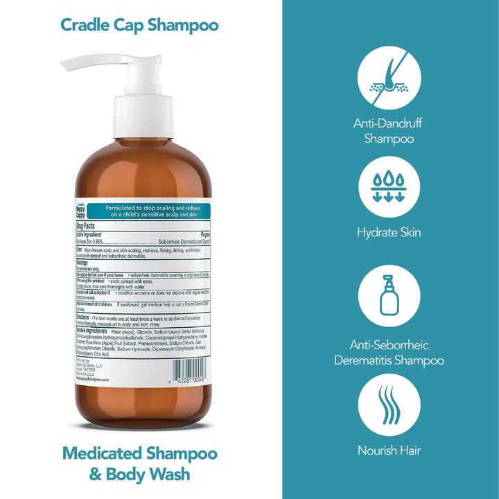 Dr. Eddie’s Medicated Shampoo and Body Wash- Baby Dandruff Shampoo, Helps Cradle Cap and Seborrheic Dermatitis, Reduces Flakes and Redness, Dermatologist Tested, Fragrance-Free - 8 Fl Oz