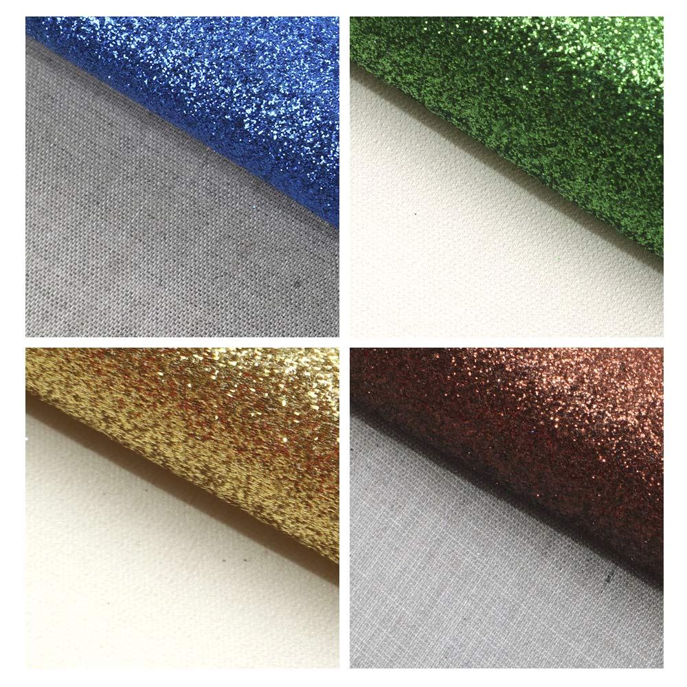 Shiny Superfine Glitter Faux Leather Sheets Canvas Back Fabric 8Pcs 5.9 x 8.2 Inch A5 Size for Making Leather Earrings Bows and Crafts (Glitter)