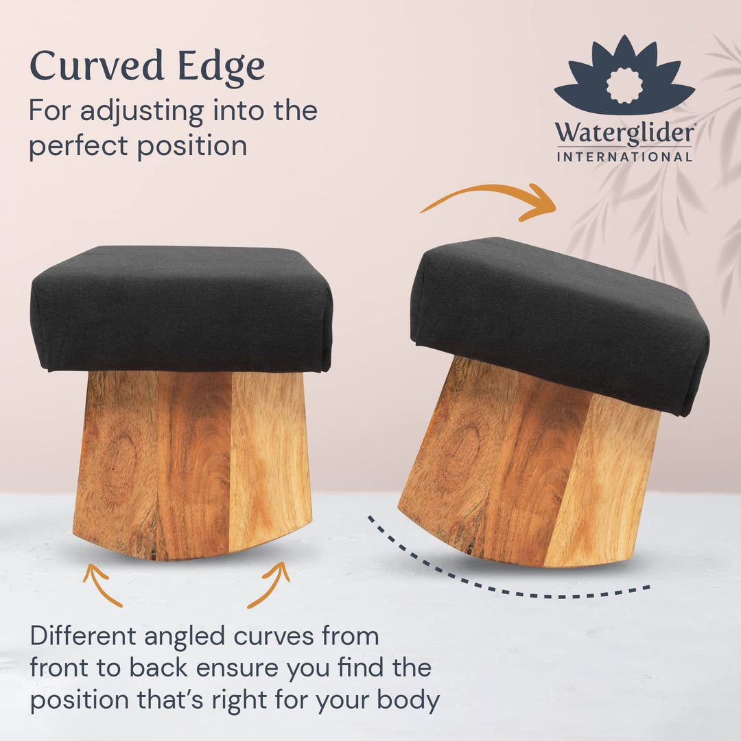 Meditation Bench (Zen Black), Seiza, Sustainable Acacia Wood with Curved Bottom Edges for The Perfect Posture, Meditation Stool, Prayer Bench, Meditation Chair, Yoga Stool