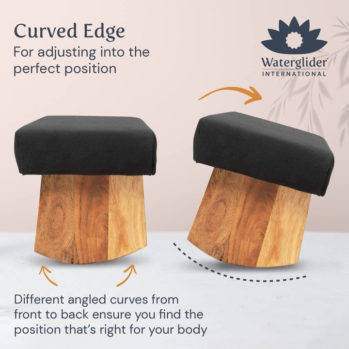 Meditation Bench (Zen Black), Seiza, Sustainable Acacia Wood with Curved Bottom Edges for The Perfect Posture, Meditation Stool, Prayer Bench, Meditation Chair, Yoga Stool