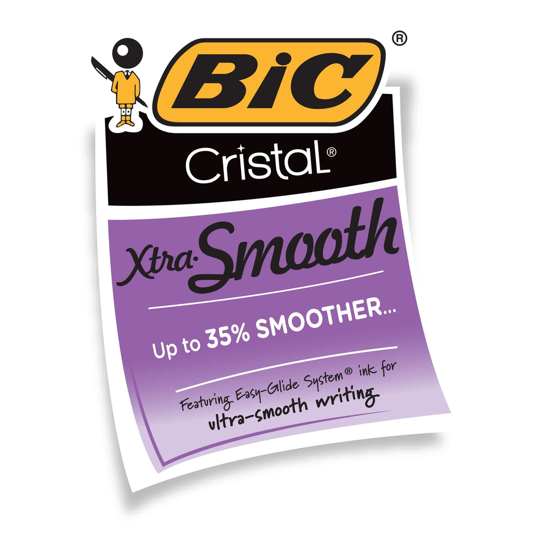 Cristal Xtra Smooth Black Ballpoint Pens, Reliable Medium Point (1.0mm), 12-Count Pack