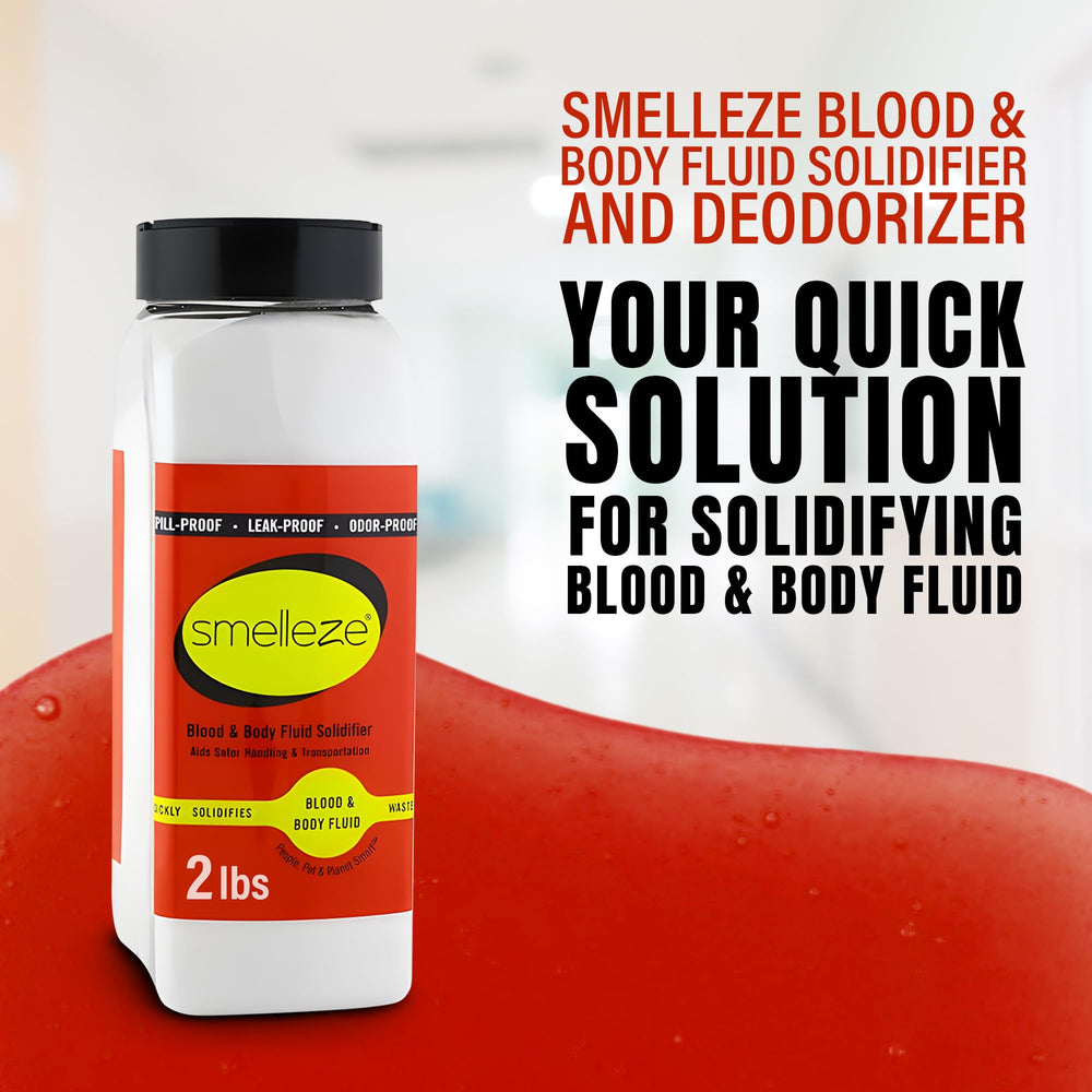 SMELLEZE Blood & Body Fluid Clean Up Super Absorbent Solidifier & Deodorizer: 2 lb. Granules