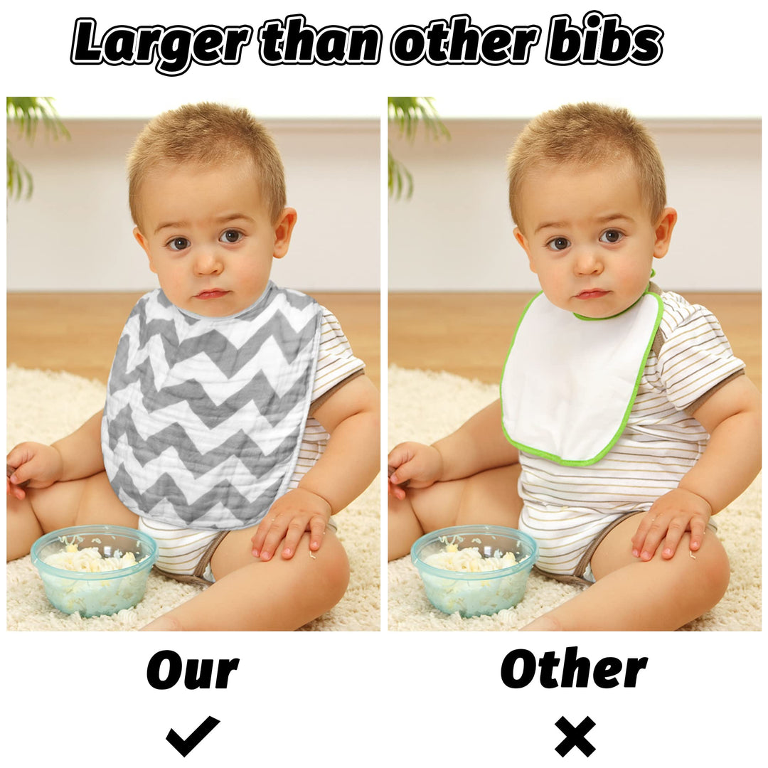 4Pcs Muslin Cotton Feeding Bibs for Baby Girls Star Flower Extra Large Adjustable Bib with 4 Absorbent Soft Layers Machine Washable Burp Cloths for Kids Infant Toddler Newborn Drooling Teething