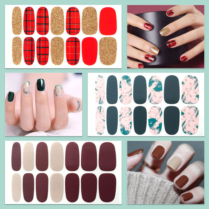 20 Sheets Solid & Gradient Full Nail Wraps for Women Nails Self Adhesive Nail Polish Stickers Classic Solid Nail Strips Peel and Stick Nail Polish Strips Gel Nail Stickers for Nail Art Wraps
