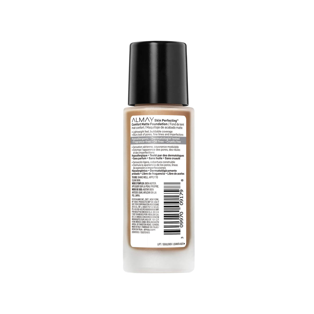 Skin Perfecting Comfort Matte Foundation, Hypoallergenic, Cruelty Free, -Fragrance Free, Dermatologist Tested Liquid Makeup, Warm Cashew, 1 Fluid Ounce