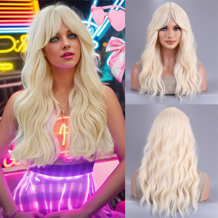 Ombre Wig Long Wavy 2 Tone Black and Purple Ombre Wig Dark Roots Heat Resistant Fiber Full Wigs for Women (Black to Purple)
