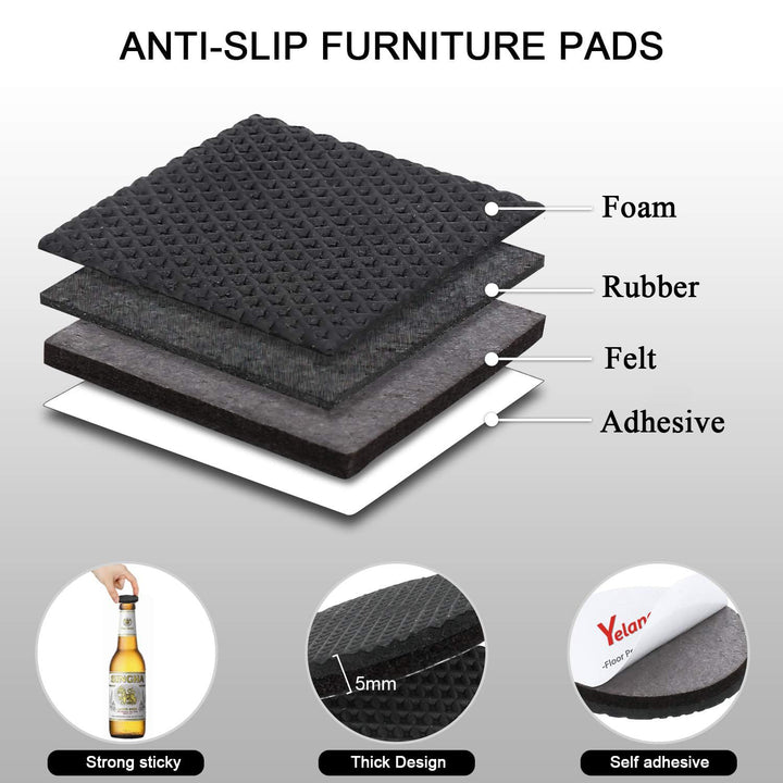 Non Slip Furniture Pads -24 pcs 2.5 Furniture Grippers, Non Skid for Furniture Legs,Self Adhesive Rubber Furniture Feet, Anti Slide Furniture Hardwood Floor Protector for Keep Couch Stoppers