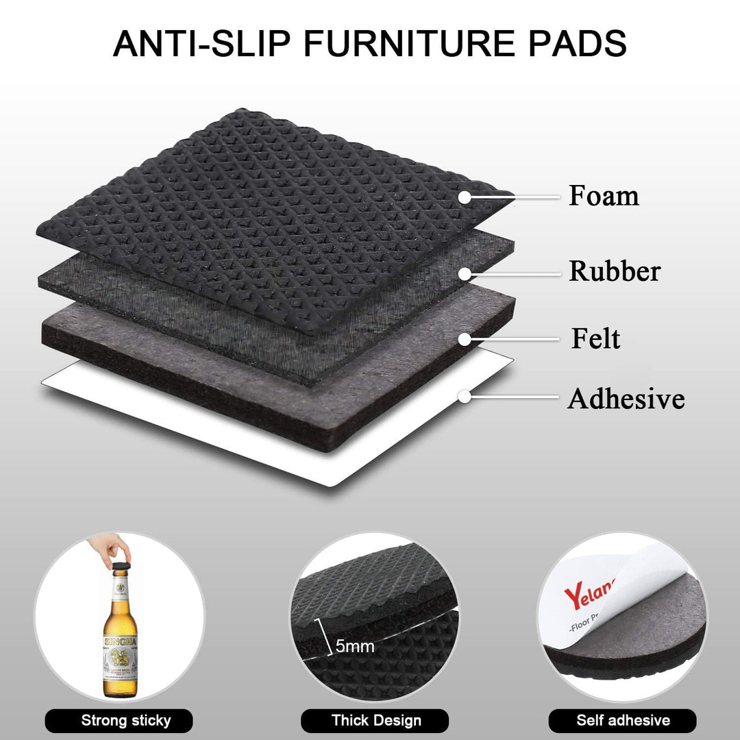 Non Slip Furniture Pads - Furniture Grippers 16 pcs 2”, Non Skid for Furniture Legs, Self Adhesive Rubber Feet Furniture Feet, Anti Skid Furniture Hardwood Floors Protectors for Keep Couch Stoppers