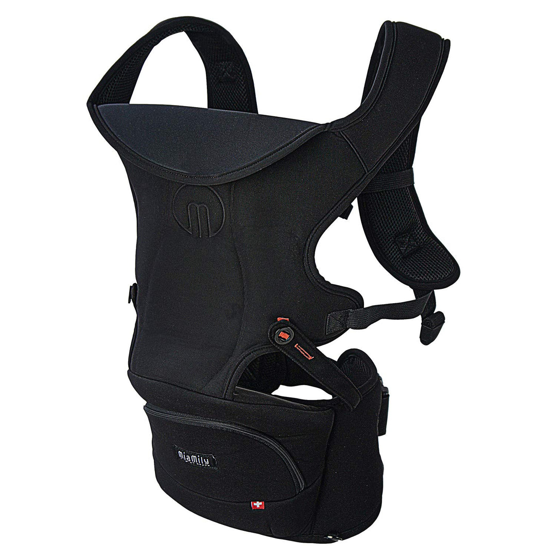 Hipster Essential Forward-Facing Baby Carrier with 3-Carry Options and Compact Storage Compartment Black