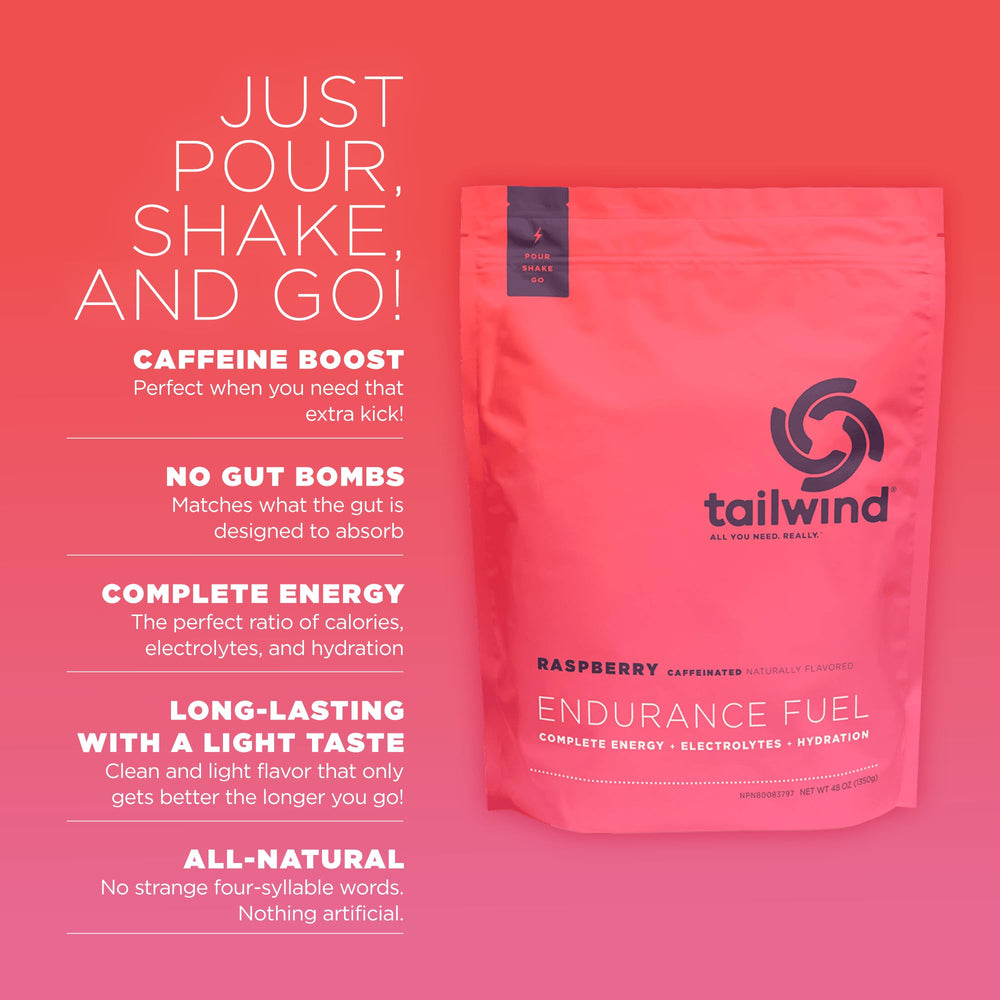 Endurance Fuel, Electrolyte & Hydration Sports Drink Mix Powder with Caffeine, Gluten-Free, Vegan, Raspberry Buzz, 50 Servings (Caffeinated)