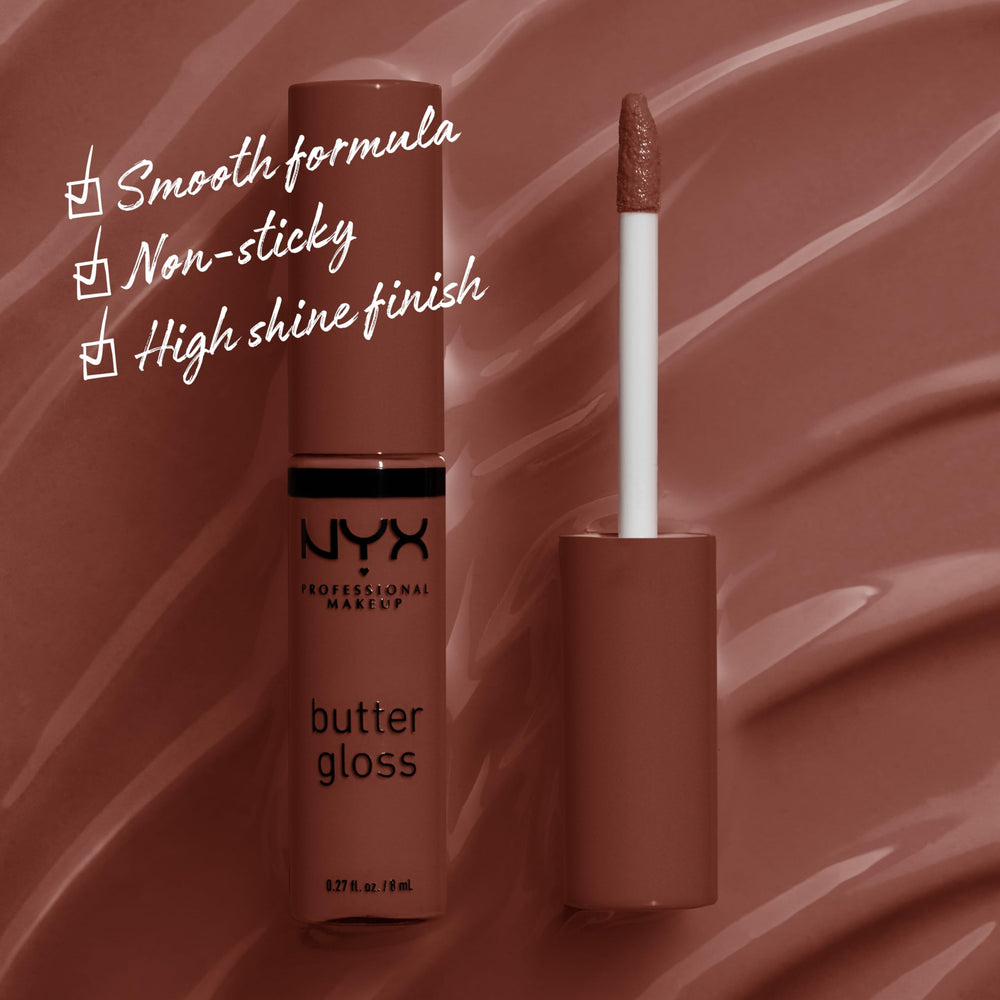PROFESSIONAL MAKEUP Butter Gloss Brown Sugar, Non-Sticky Lip Gloss - Brownie Drip (Deep Brown)