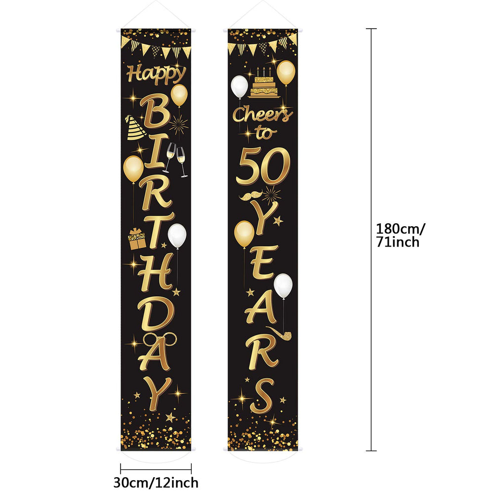 2 Pieces 50th Birthday Party Decorations Cheers to 50 Years Banner 50th Party Decorations Welcome Porch for 50 Years Birthday Supplies (50th Birthday)