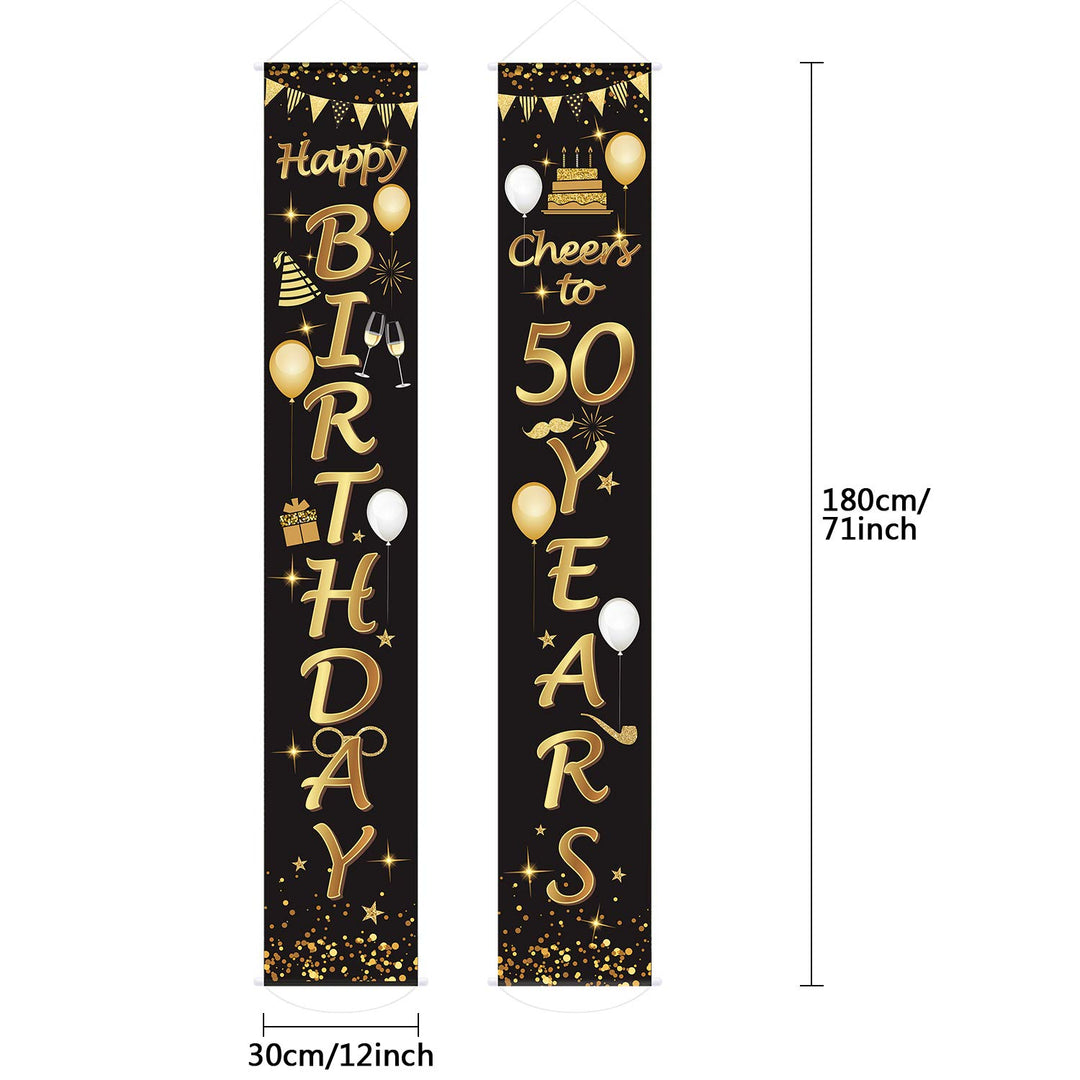 2 Pieces 50th Birthday Party Decorations Cheers to 50 Years Banner 50th Party Decorations Welcome Porch for 50 Years Birthday Supplies (50th Birthday)