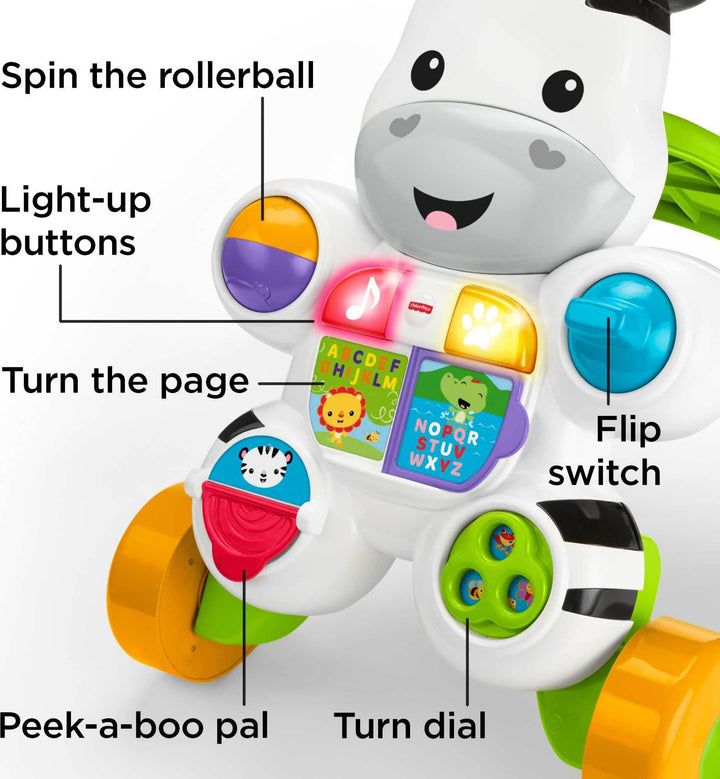Baby to Toddler Toy, Learn with Me Zebra Walker with Educational Music Lights & Activities for Infants Ages 6+ Months