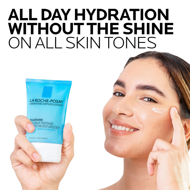 Toleriane Double Repair Matte Face Moisturizer, Daily Gel Moisturizer For Oily Skin Control with Niacinamide, Oil-Free, Non-Comedogenic, Moisturizing for Sensitive Skin