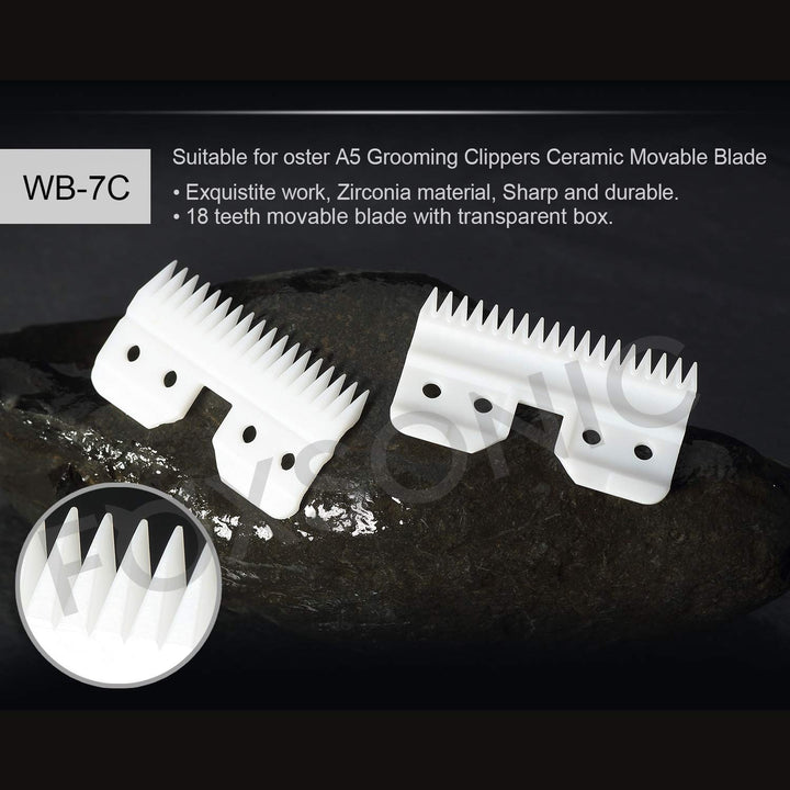 2pcs Fast Feed Ceramic Blades for Oster Fast Feed Clipper Oster A5 Grooming Clippers Ceramic Clipper Movable Blade