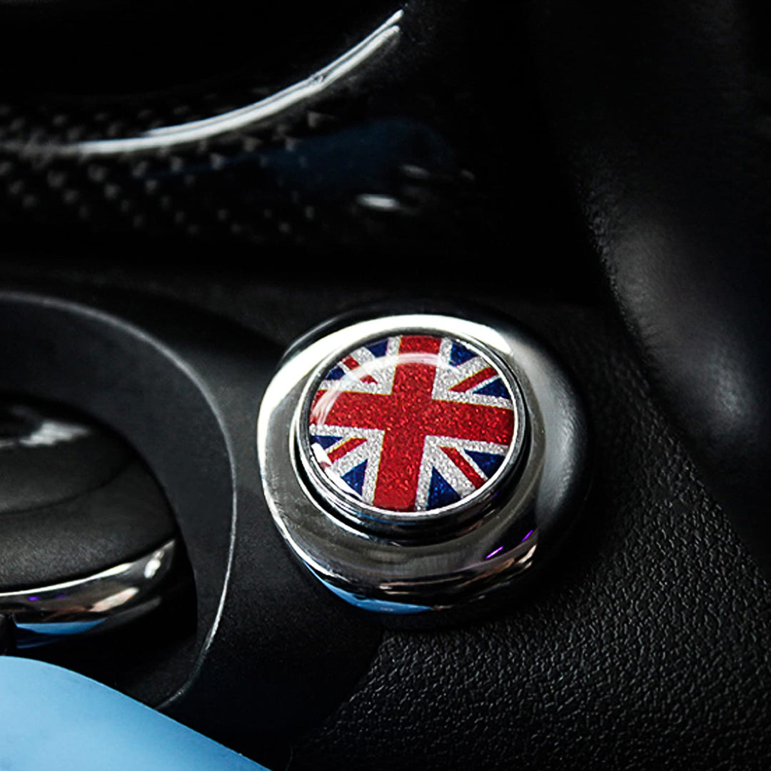for Mini Cooper Engine Start/Stop Cover Power Control Pushbutton Switches Decoration Cap Interior Accessories for 2nd Gen Mini Cooper R55 R56 R57 R58 R59 R60 -Red Flag
