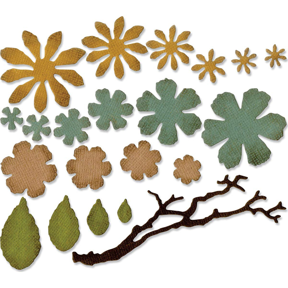 , Multi Color, Thinlits Die Set 661806, Tattered Florals by Tim Holtz, 21 Pack, One Size (SIZ661806)