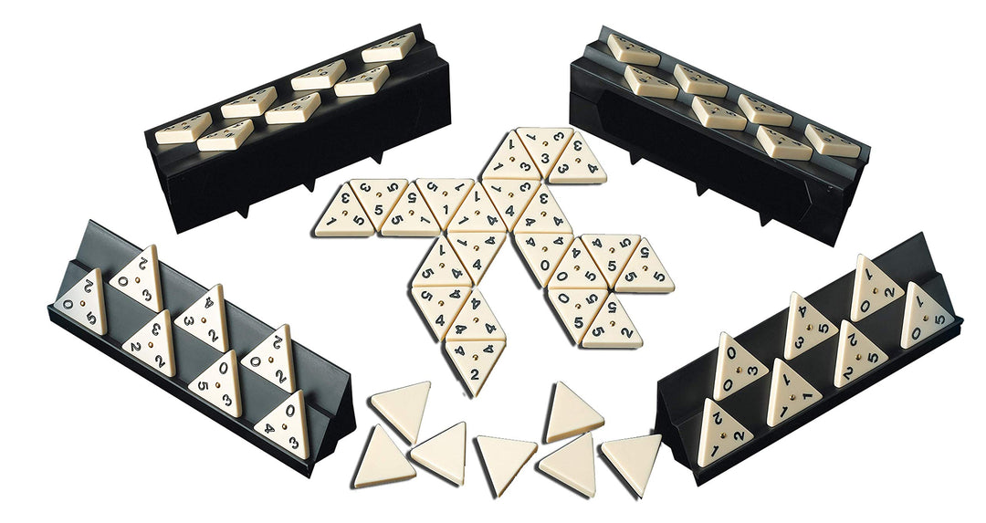 Pressman Tri-Ominos - Deluxe Edition Triangular Tiles with Brass Spinners, 5