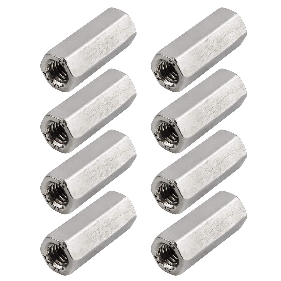 Pack of 8 M6 X 1.0-Pitch 25mm Length Hex Width 10mm Metric Hex Coupling Nut 304 Stainless Steel Rod Coupling Nuts