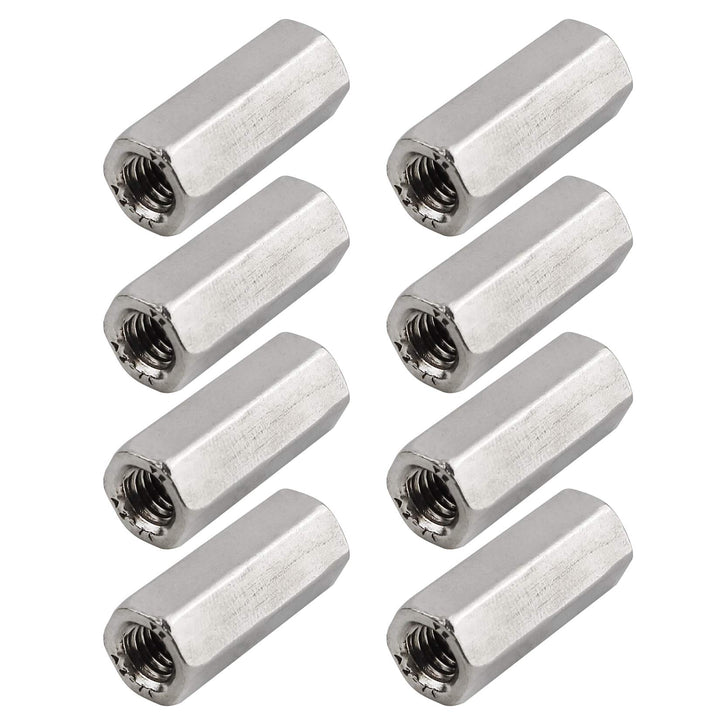 Pack of 8 M6 X 1.0-Pitch 25mm Length Hex Width 10mm Metric Hex Coupling Nut 304 Stainless Steel Rod Coupling Nuts