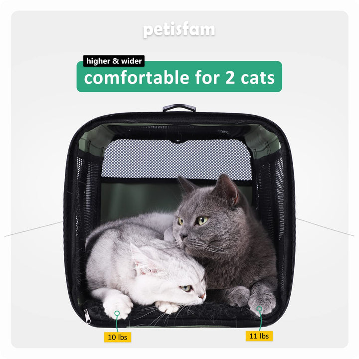 Easy Load Pet Carrier for Large, Medium Cats, 2 Cats and Small Dogs with Comfy Bed. Easy to Get Cat in, Escape Proof, Easy Storage, Washable, Safe and Comfortable for Vet Visit and Car Ride