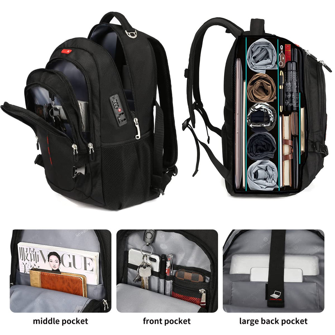 Travel Laptop Backpack Anti-Theft Bag with usb Charging Port and Password Lock Fit 16 Inch Laptops for Men Women