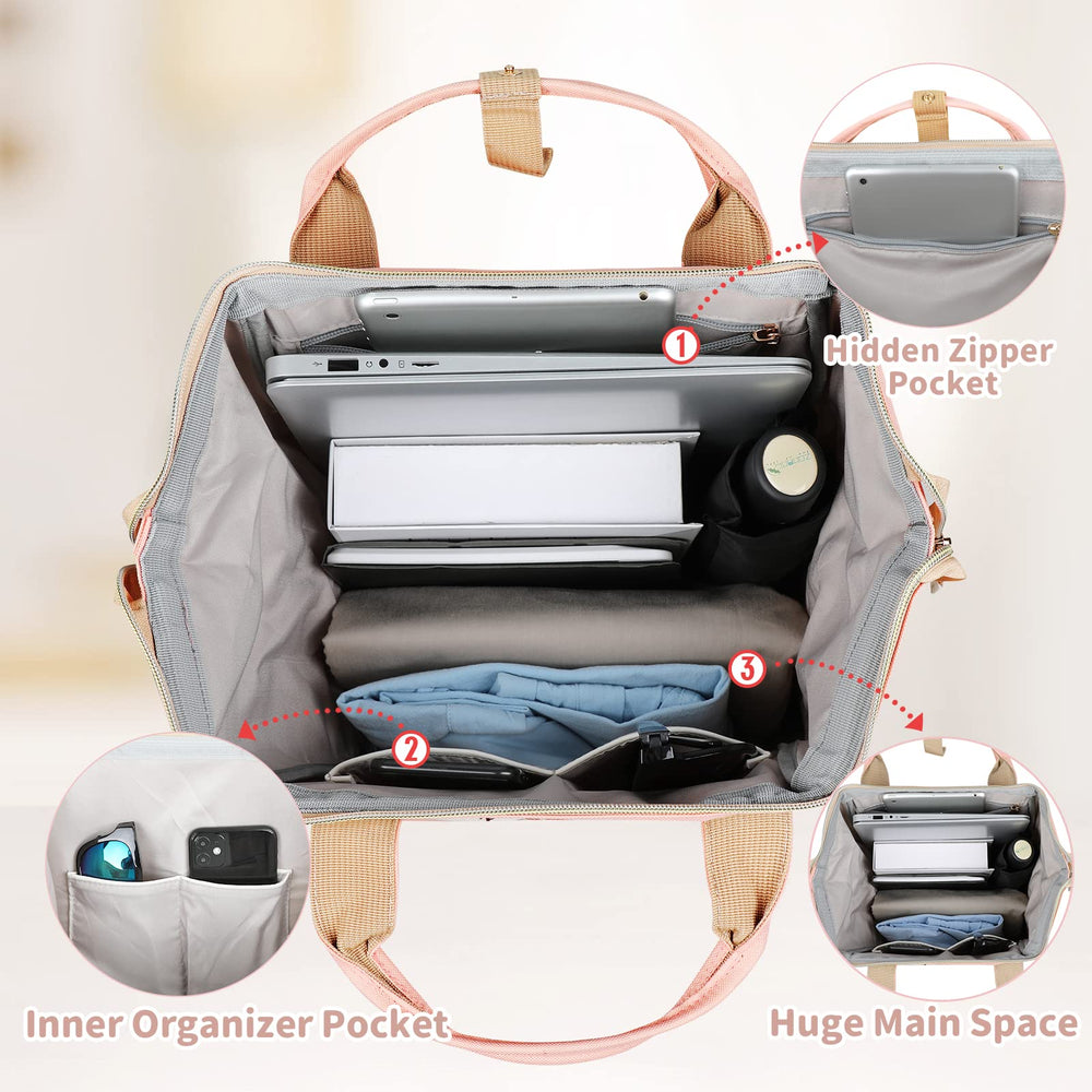 15.6 Inch Travel Laptop Backpack for Women Men - Anti Theft Water Resistant Bag Daypack - Computer Bag Business Work Cute Backpacks(Peach)