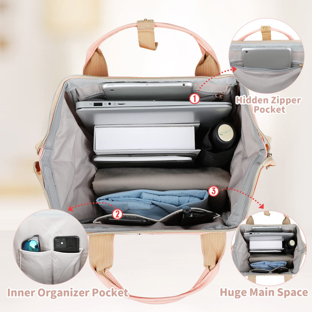 15.6 Inch Travel Laptop Backpack for Women Men - Anti Theft Water Resistant Bag Daypack - Computer Bag Business Work Cute Backpacks(Peach)