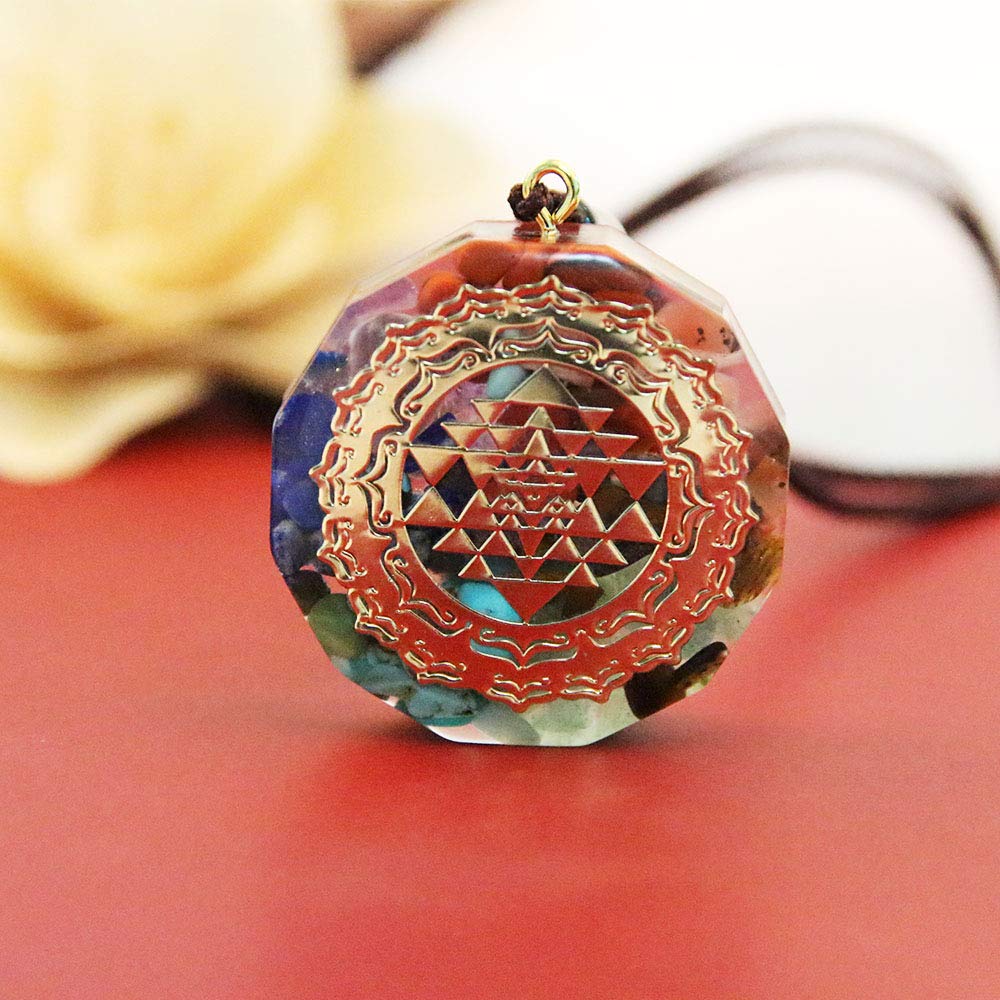 1pcs Orgonite Pendant Sri Yantra Necklace Sacred Geometry Chakra Energy Necklace Gift