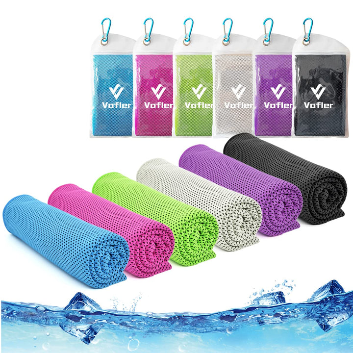 Cooling Towel, 6 Pack Cool Towels Microfiber Chilly Ice Cold Head Band Bandana Neck Wrap (40x 12) for Athletes Men Women Youth Kids Dogs Yoga Outdoor Golf Running Hiking Sports Camping Travel