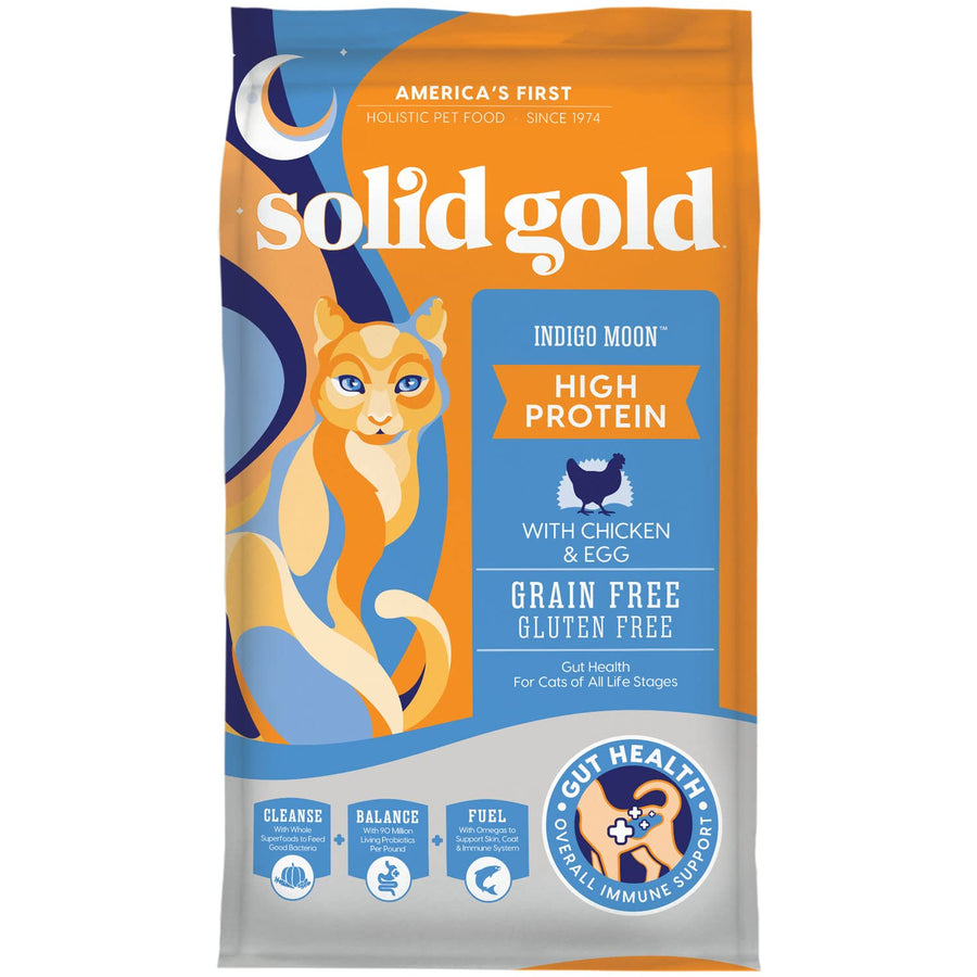 High Protein Dry Cat Food - Indigo Moon Made with Digestive Probiotics for Cats - Grain & Gluten Free with High Fiber & Omega 3 - Low Carb Superfood Meal - Chicken - 3lb