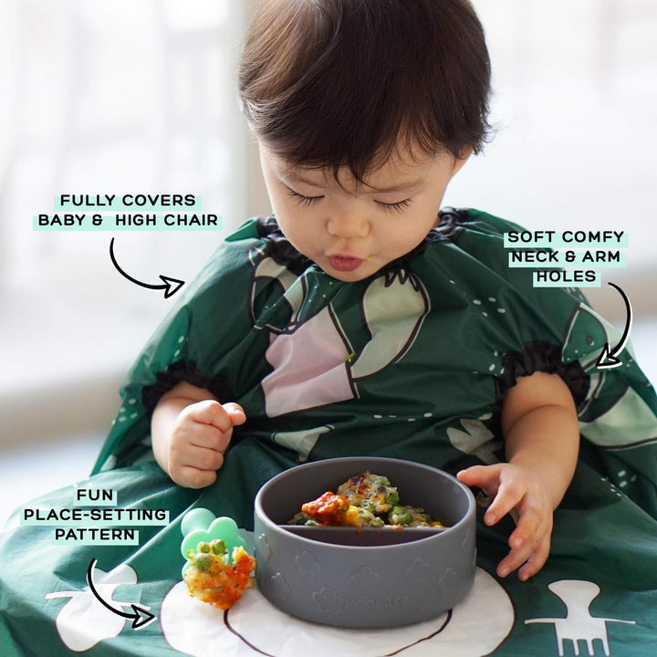 Allover Waterproof Bib for Self-Feeding Infants and Toddlers, Machine Washable, Ages 6-24 Months, Navy