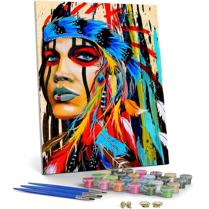 Adult Paint by Numbers - Indians Painting Art Kits for Adults Kids Native American DIY Oil Painting Paint by Number Kit for Kids 9-12 Years DIY Artwork Best Painting Gift - 16x20, Frameless