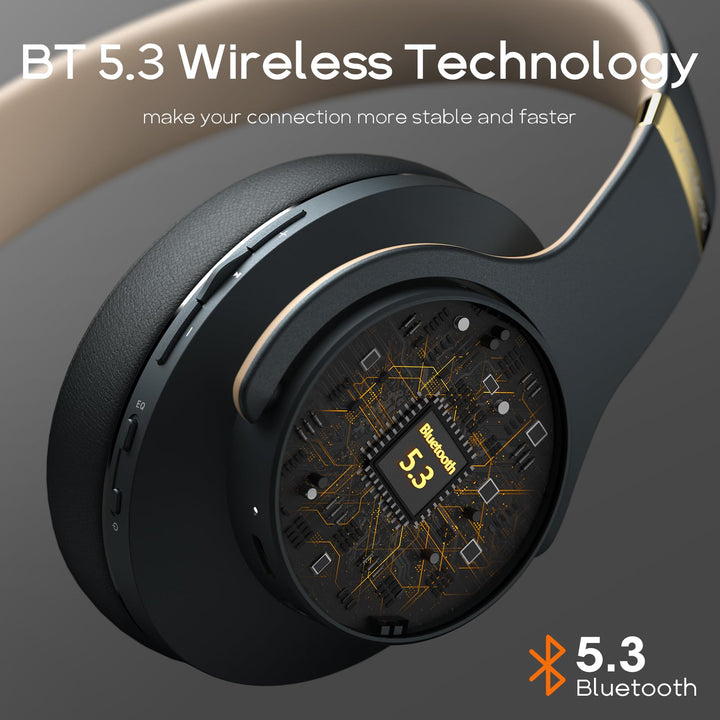 Bluetooth Headphones Wireless, 90 Hrs Playtime Headphones Over Ear with 3 EQ Modes, HiFi Stereo Headsets with Built-in Mic and Soft Protein Earpads for iPhone, PC,Home Office (Shadow Gray)