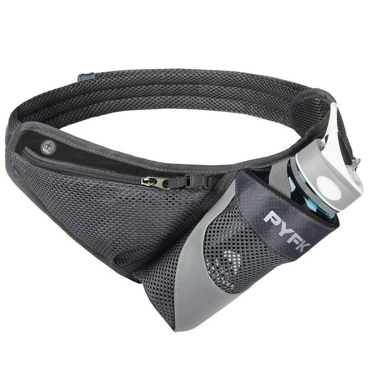 Running Belt Hydration Waist Pack with Water Bottle Holder for Men Women Waist Pouch Fanny Bag Reflective (Black)