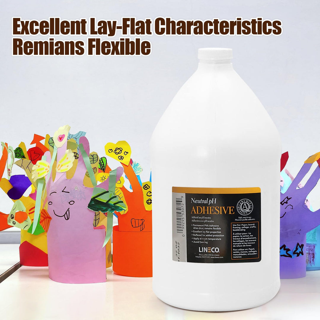Neutral pH Adhesive 1 Gallon, Acid-Free, All-purpose Glue, Dries Clear and Remains Flexible. Used for Bookbinding and Book Repair, Paper Art