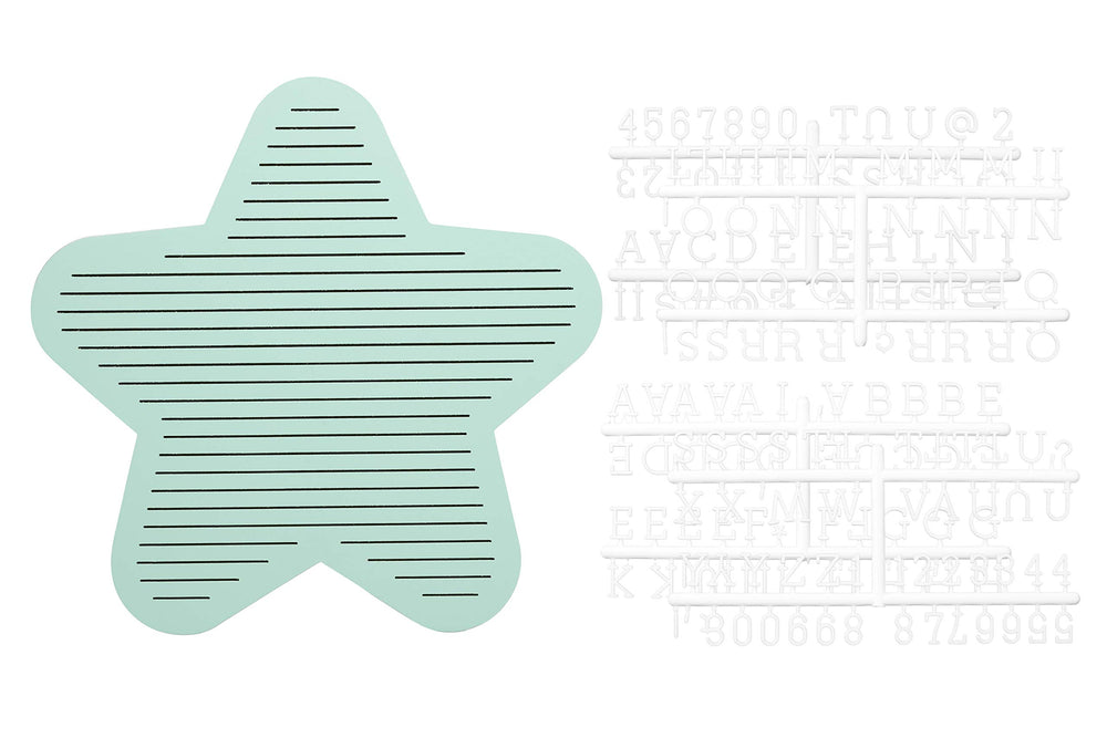 Star Shaped Wooden Letterboard Set, Gender-Neutral Baby Keepsake Photo Prop, Mint Green