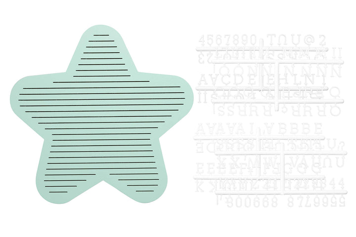 Star Shaped Wooden Letterboard Set, Gender-Neutral Baby Keepsake Photo Prop, Mint Green